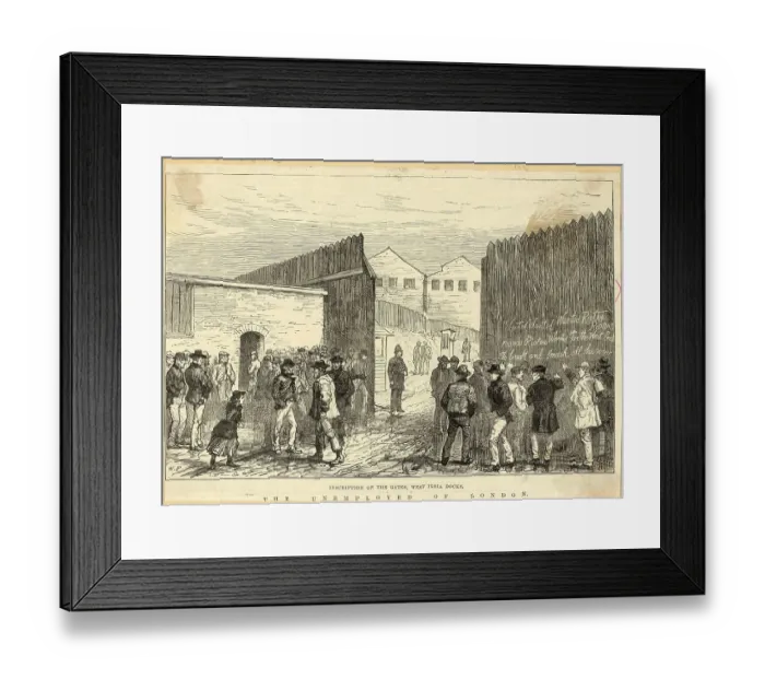 Framed Print : Unemployed Londoners at West India Docks Framed Print : Unemployed Londoners at West India Docks