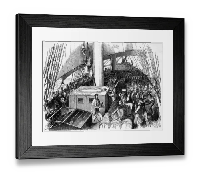 Framed Print : Illustration of Immigrants on Ship Deck Framed Print : Illustration of Immigrants on Ship Deck