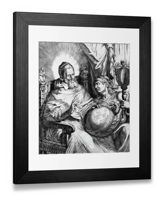 Framed Print : Pope Gregory Seated with Globe in Lap Framed Print : Pope Gregory Seated with Globe in Lap