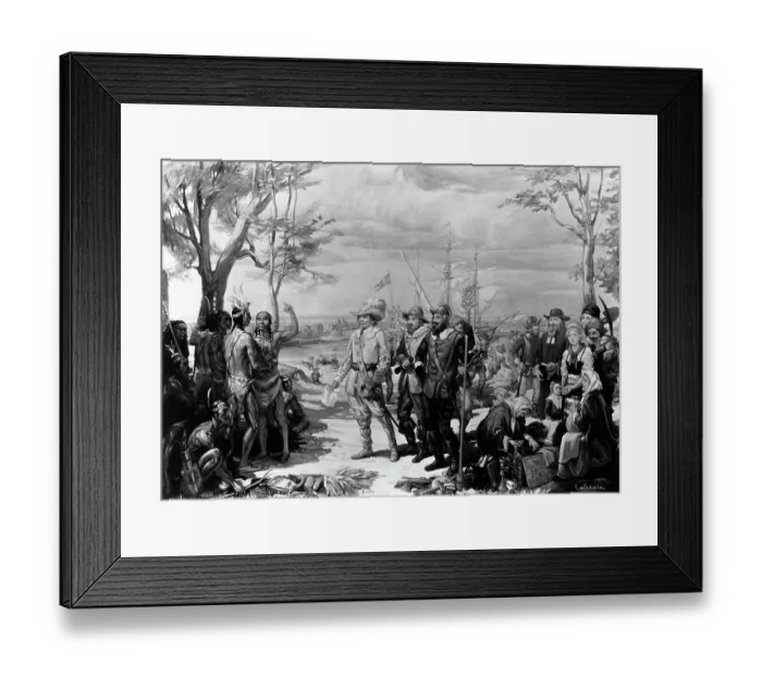 Framed Print : Painting of Native Americans Greeting Swedish Settlers by Christian Von Schneidau Framed Print : Painting of Native Americans Greeting Swedish Settlers by Christian Von Schneidau