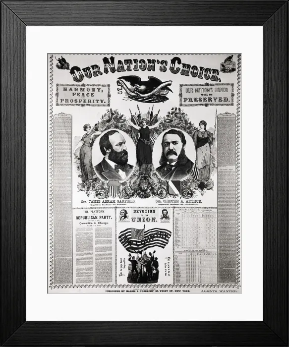 Framed Print : Garfield / Arthur Campaign Poster, 1880
