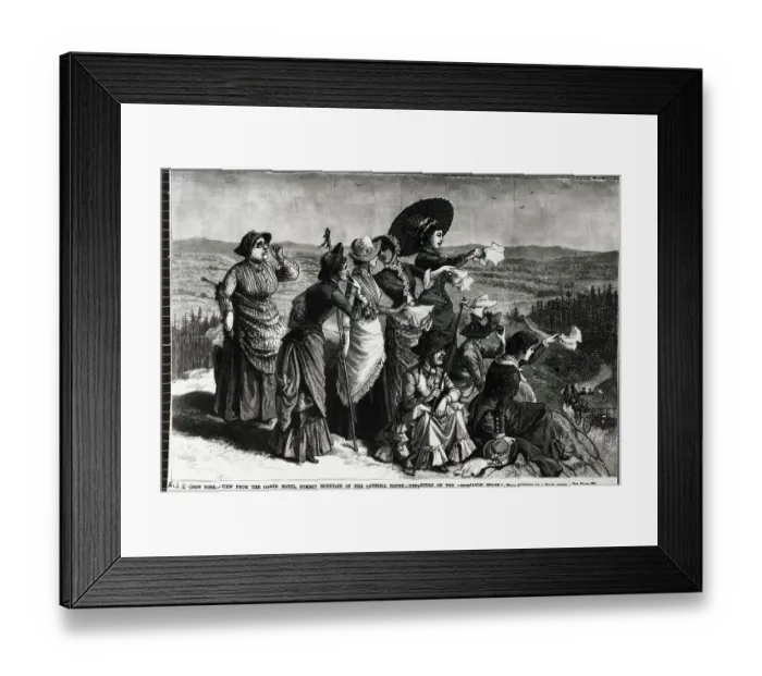 Framed Print : Illus.;Women Wave At Stagecoach Leaving Framed Print : Illus.;Women Wave At Stagecoach Leaving