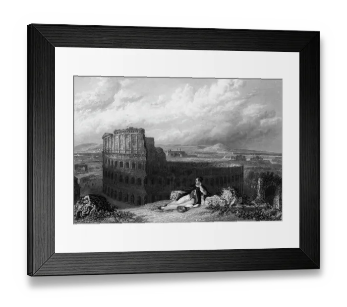Framed Print : Lord Byron Overlooking Roman Coliseum Framed Print : Lord Byron Overlooking Roman Coliseum