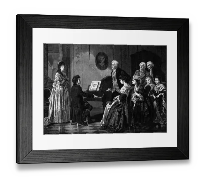 Framed Print : Illustration of Beethoven Performing Before Mozart Framed Print : Illustration of Beethoven Performing Before Mozart