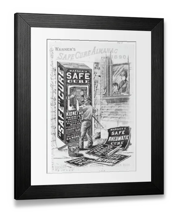 Framed Print : Advertisment for Warner's Safe Cure Almanac for 1890 Framed Print : Advertisment for Warner's Safe Cure Almanac for 1890