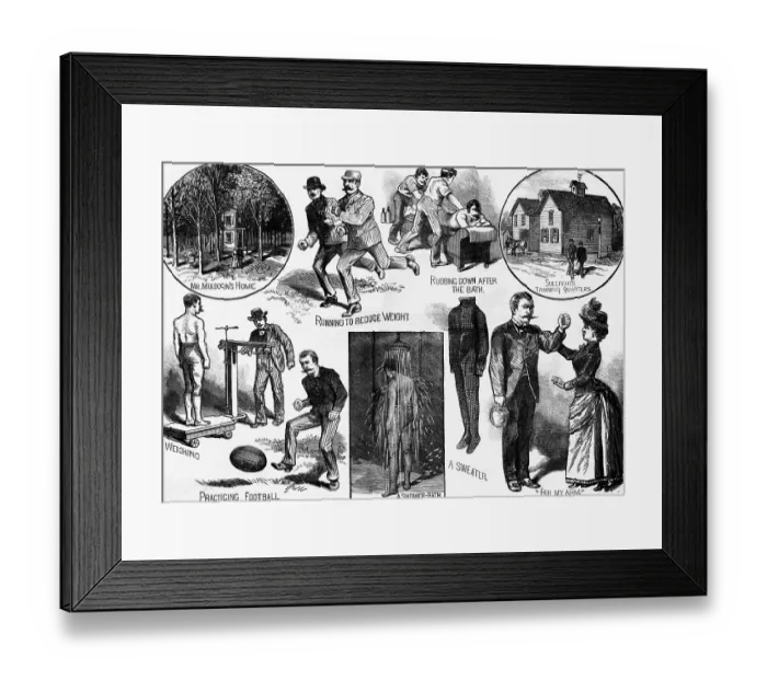 Framed Print : Illus.;John Sullivan In Training Shots Framed Print : Illus.;John Sullivan In Training Shots