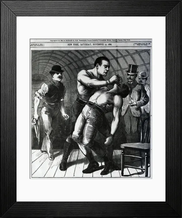 Framed Print : Illus; Boxer Wipes Off Another'S Brow Framed Print : Illus; Boxer Wipes Off Another'S Brow