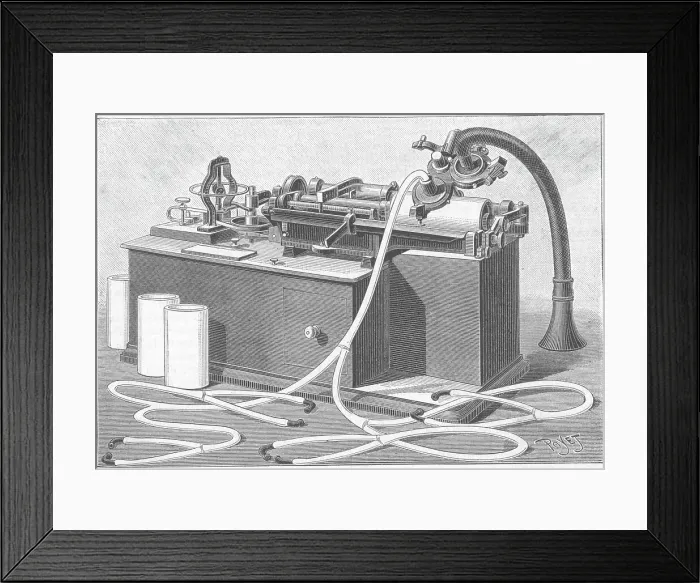 Framed Print : Illustration Of Early Recording Phonogra Framed Print : Illustration Of Early Recording Phonogra