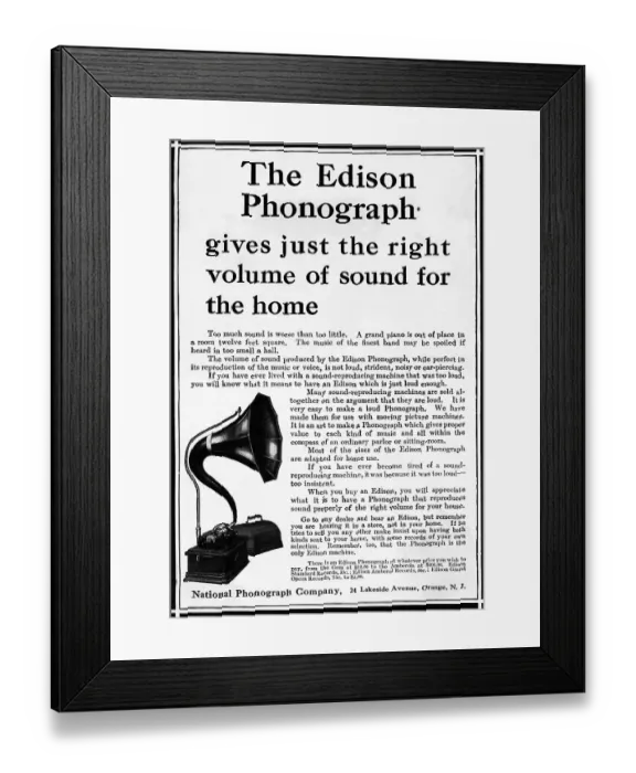 Framed Print : Advertisement For Edison Phonograph Framed Print : Advertisement For Edison Phonograph