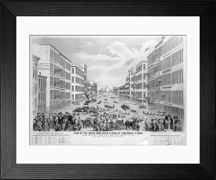 Framed Print : Illustration Of Ohio River Flood Framed Print : Illustration Of Ohio River Flood