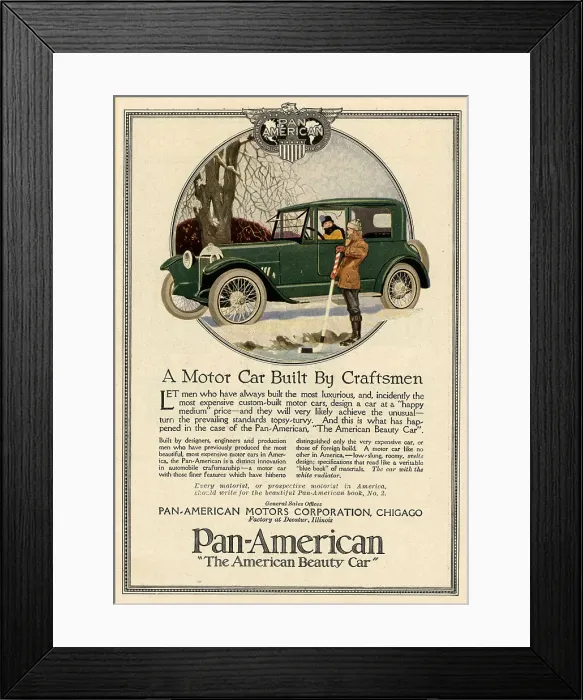 Framed Print : Advertisement For Pan-American Coupe in Color
