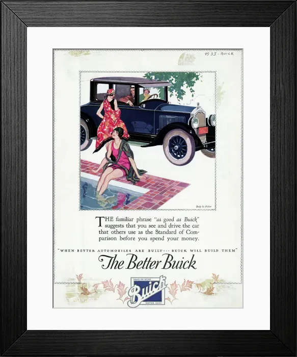 Framed Print : Color Advertisement For Buick