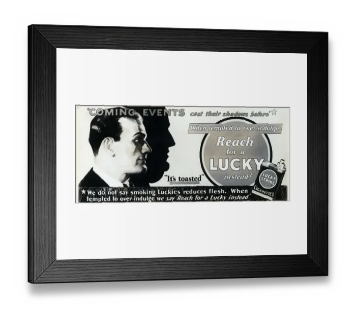 Framed Print : Ad For Lucky Cigarettes Framed Print : Ad For Lucky Cigarettes