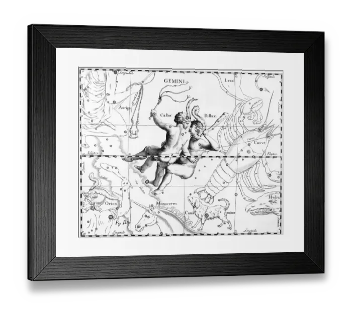 Framed Print : Engraving Of Constellation Gemini Framed Print : Engraving Of Constellation Gemini