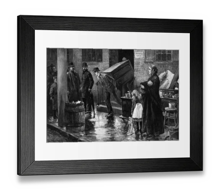 Framed Print : Engraving Depicting an Eviction in the Tenement District by Charles Mente