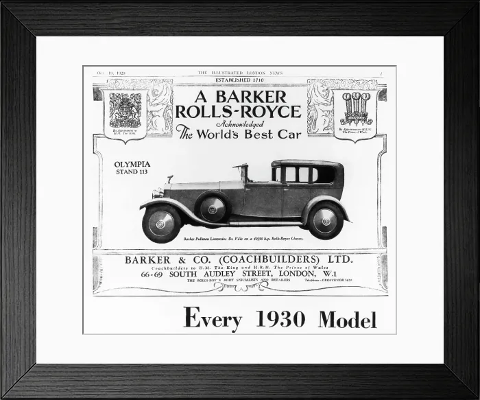 Framed Print : Illustrated Advertisement Of Rolls Royce