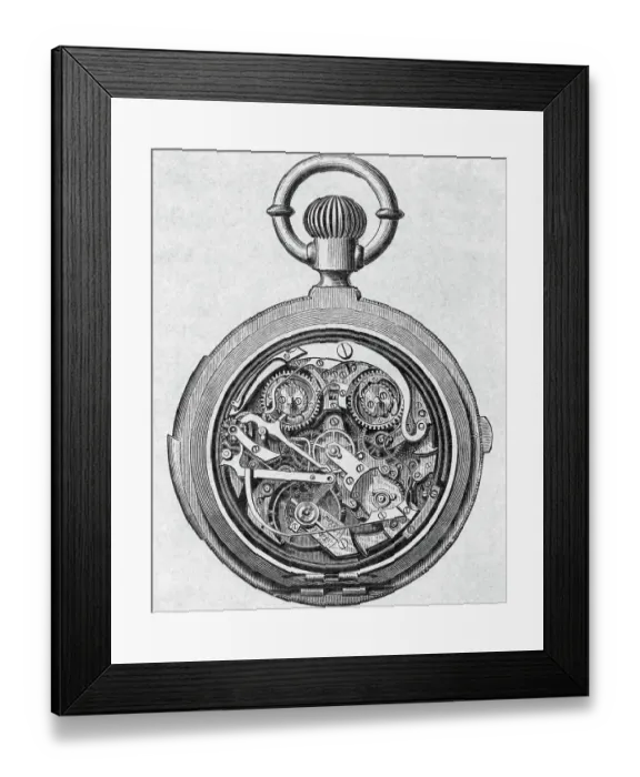 Framed Print : Drawing of Swiss Pocket Watch Gears Framed Print : Drawing of Swiss Pocket Watch Gears