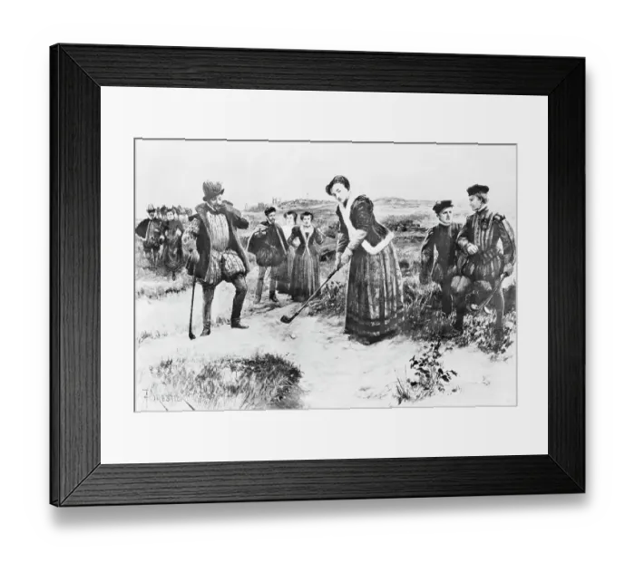 Framed Print : Illustration of Queen Mary Playing Golf with Chastelard Framed Print : Illustration of Queen Mary Playing Golf with Chastelard