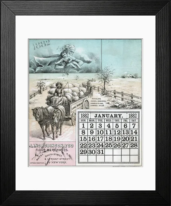 Framed Print : January Page From 1882 Calendar Framed Print : January Page From 1882 Calendar