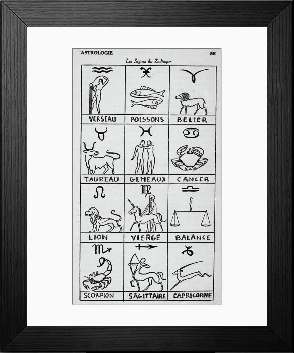 Framed Print : French Illus. Of Zodiac Signs Framed Print : French Illus. Of Zodiac Signs