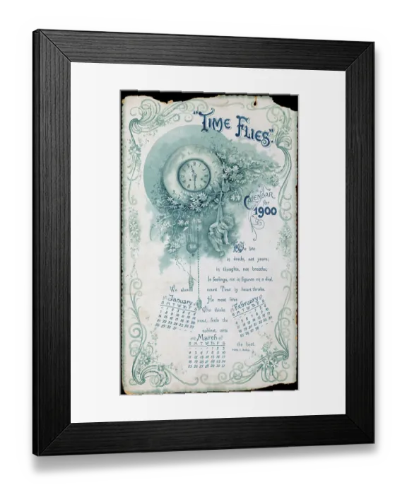Framed Print : Calendar From 1900 Framed Print : Calendar From 1900