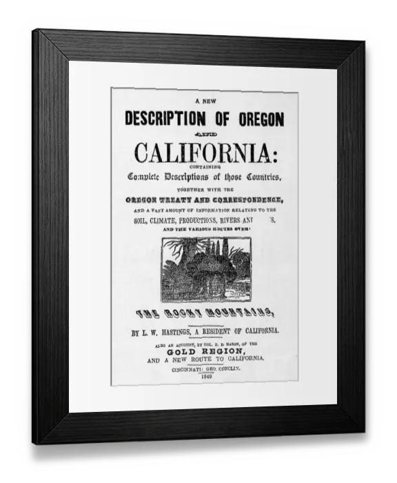 Framed Print : Title Page Of Travel & Gold Rush Guide Framed Print : Title Page Of Travel & Gold Rush Guide