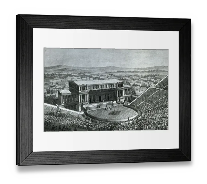 Framed Print : Aerial View Of Dionysius Theater Illus Framed Print : Aerial View Of Dionysius Theater Illus