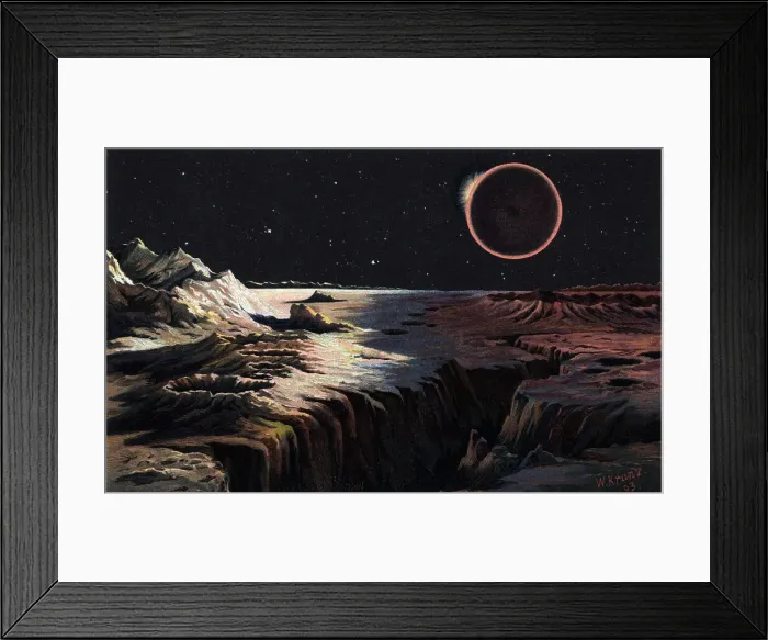 Framed Print : Illustration of a Solar Eclipse Viewed from the Moon by W. Kranz