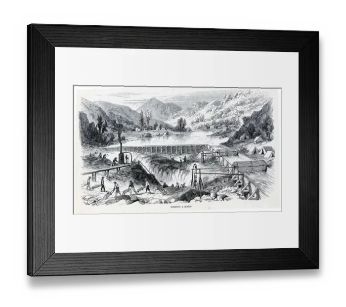 Framed Print : Illus. Of Me Working To Redirect River Framed Print : Illus. Of Me Working To Redirect River