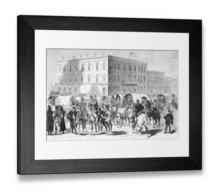 Framed Print : Illus.;Golddiggers Leave For Black Hills Framed Print : Illus.;Golddiggers Leave For Black Hills