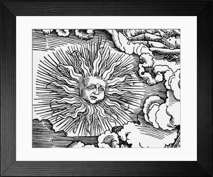 Framed Print : Illustration Of The Sun With A Face Framed Print : Illustration Of The Sun With A Face