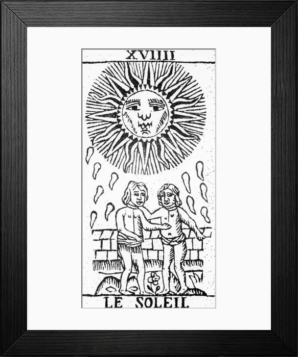 Framed Print : Old Playing Card Showing The Sun