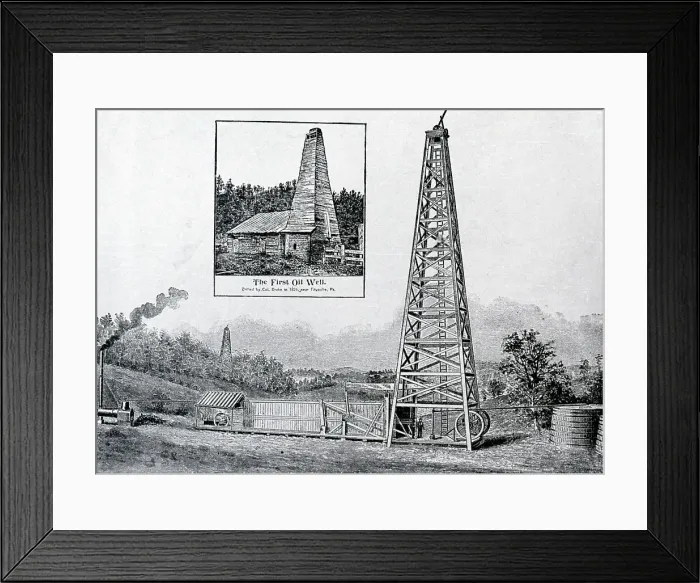 Framed Print : Old Oil Well, Inset Of 1St Oil Well Framed Print : Old Oil Well, Inset Of 1St Oil Well