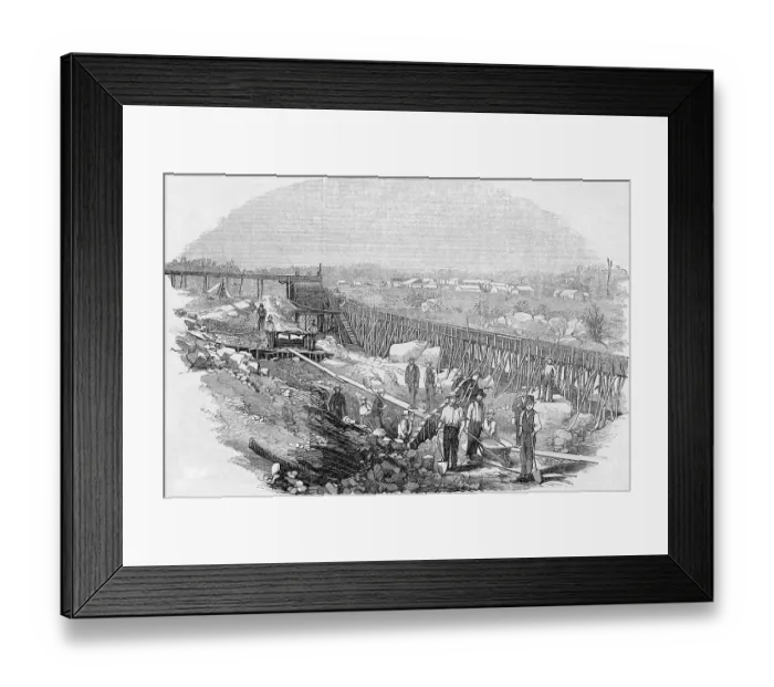 Framed Print : Men at Work Site with Shovels Framed Print : Men at Work Site with Shovels