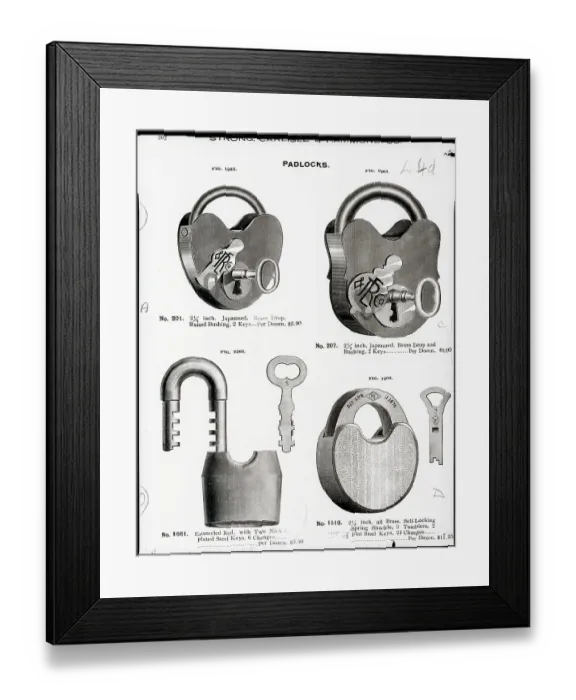 Framed Print : 4 Padlocks W / Keys Framed Print : 4 Padlocks W / Keys