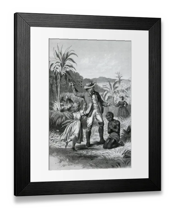 Framed Print : Illustration of a Girl Trying to Prevent a Man from Whipping a Slave Framed Print : Illustration of a Girl Trying to Prevent a Man from Whipping a Slave