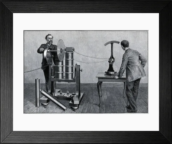Framed Print : Man Spinning Electro Magnet Galvometer