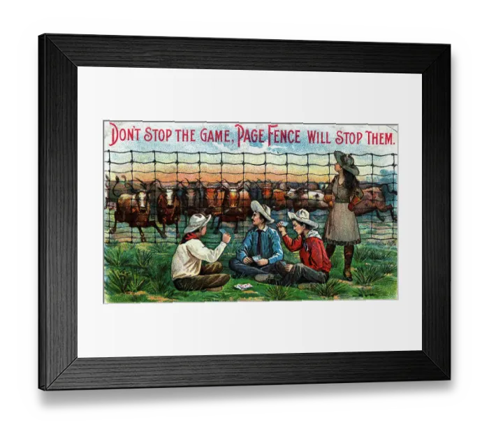 Framed Print : Ranchers Playing Cards In Front Of Fence
