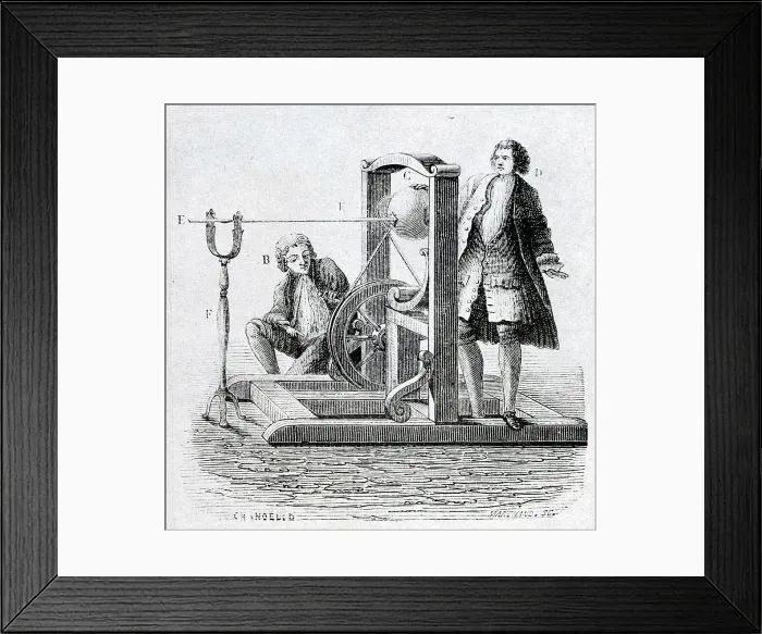 Framed Print : 18Th Century Eletricity Experiment Illus Framed Print : 18Th Century Eletricity Experiment Illus
