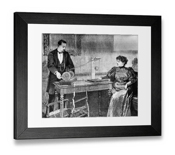 Framed Print : Man Making X-Ray Of Woman'S Hand Framed Print : Man Making X-Ray Of Woman'S Hand