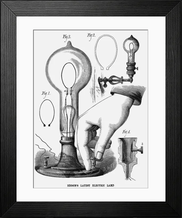 Framed Print : Four Figures Of Edison'S Electric Lamp Framed Print : Four Figures Of Edison'S Electric Lamp