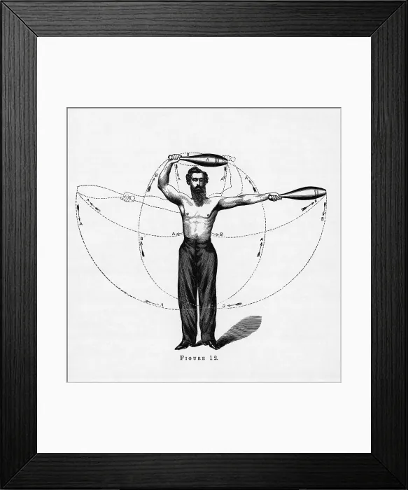 Framed Print : Man Exercising W / Indian Clubs (Illus.) Framed Print : Man Exercising W / Indian Clubs (Illus.)