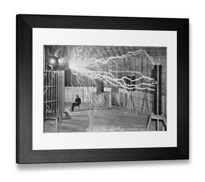 Framed Print : Generating Artificial Lightning in Nikola Tesla's Laboratory Framed Print : Generating Artificial Lightning in Nikola Tesla's Laboratory