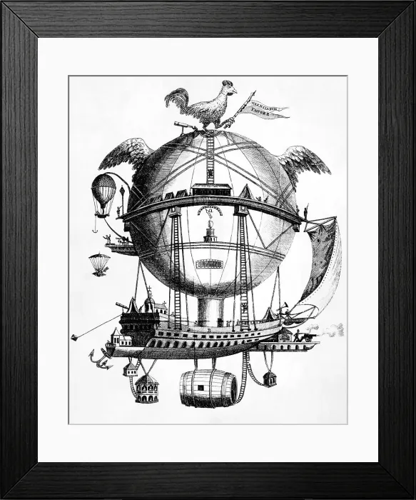 Framed Print : Cartoon Ridiculing Montgolfiere; Balloon Framed Print : Cartoon Ridiculing Montgolfiere; Balloon