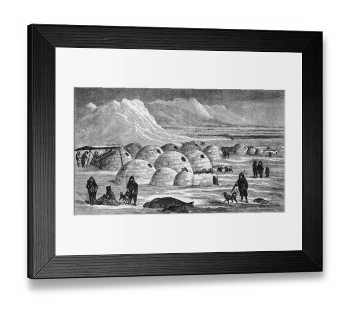 Framed Print : Innuit Igloos, or Snow Village Illustration Framed Print : Innuit Igloos, or Snow Village Illustration