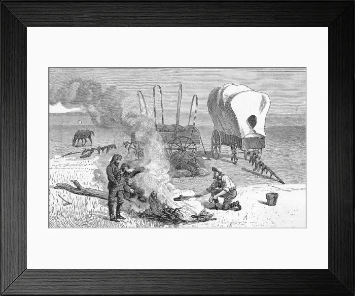 Framed Print : Buffalo Hunters Cooking Over Fire;Range Framed Print : Buffalo Hunters Cooking Over Fire;Range