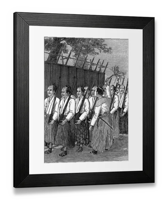 Framed Print : Samurai Soldiers Marching Framed Print : Samurai Soldiers Marching