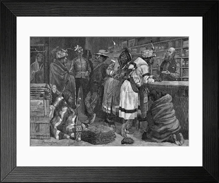 Framed Print : Sketch in a Hudson Bay Company Trading Store by Frederick Remington Framed Print : Sketch in a Hudson Bay Company Trading Store by Frederick Remington
