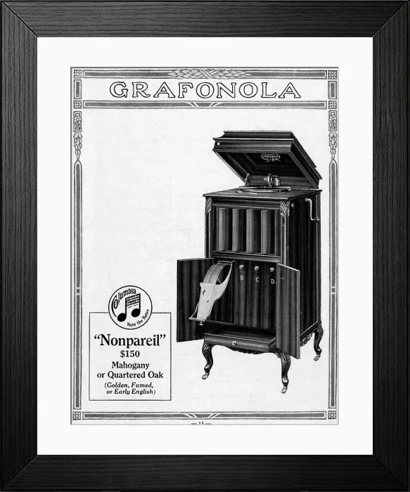 Framed Print : Ad For Columbia Cabinet Phonograph Framed Print : Ad For Columbia Cabinet Phonograph