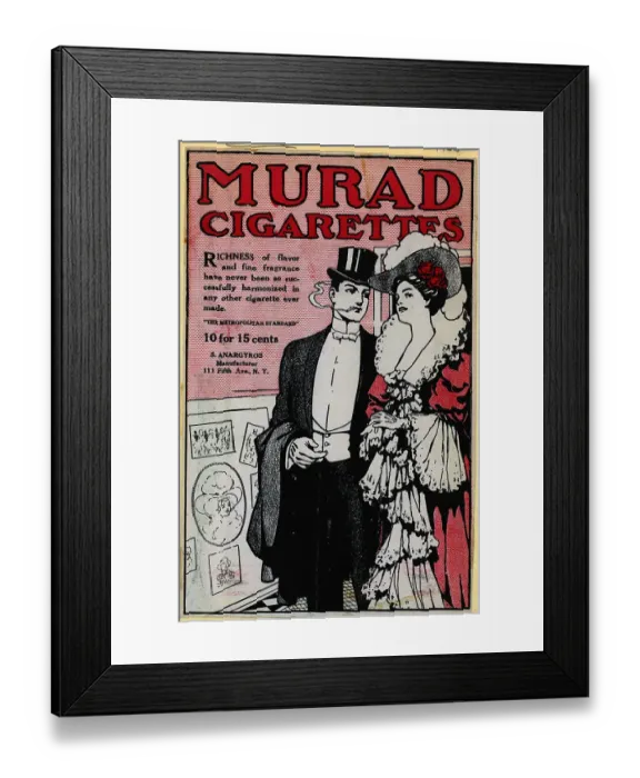 Framed Print : Ad For Murad Cigarettes W / Smoking Couple Framed Print : Ad For Murad Cigarettes W / Smoking Couple